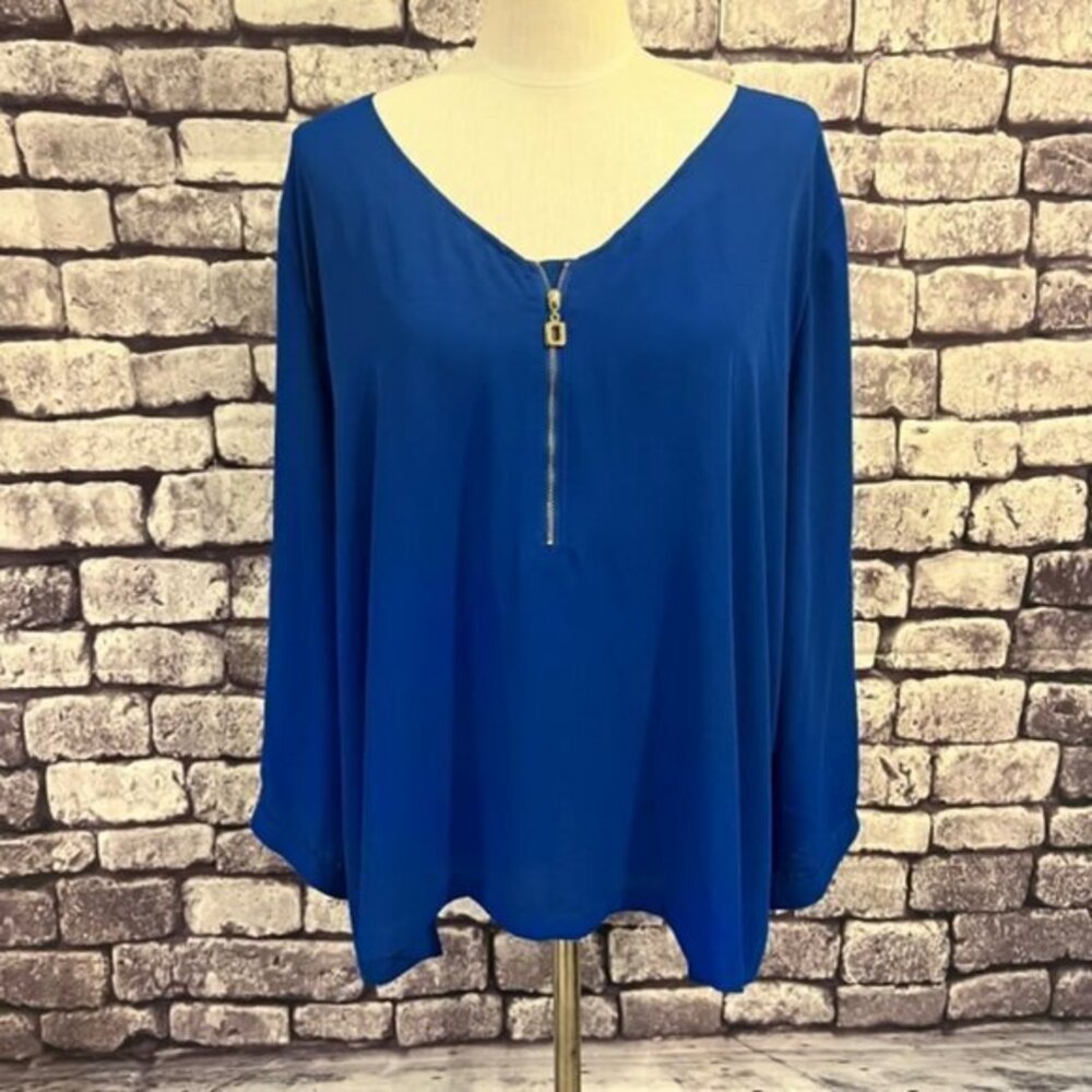 Tacera Blue Long Sleeve Blouse Size 3X